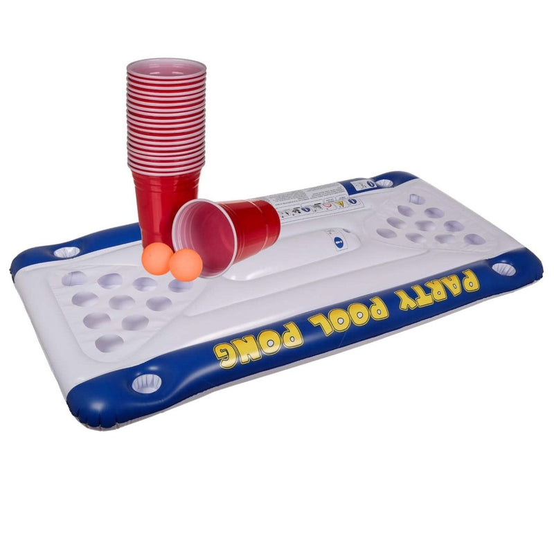 Load image into Gallery viewer, Out of the Blue 91/4025 Air Bed Pool Pong Game Approx. 152 x 76 x 15 cm, including 20 plastic cups and 2 Ping Pong balls, gift boxed - happygetfit.com
