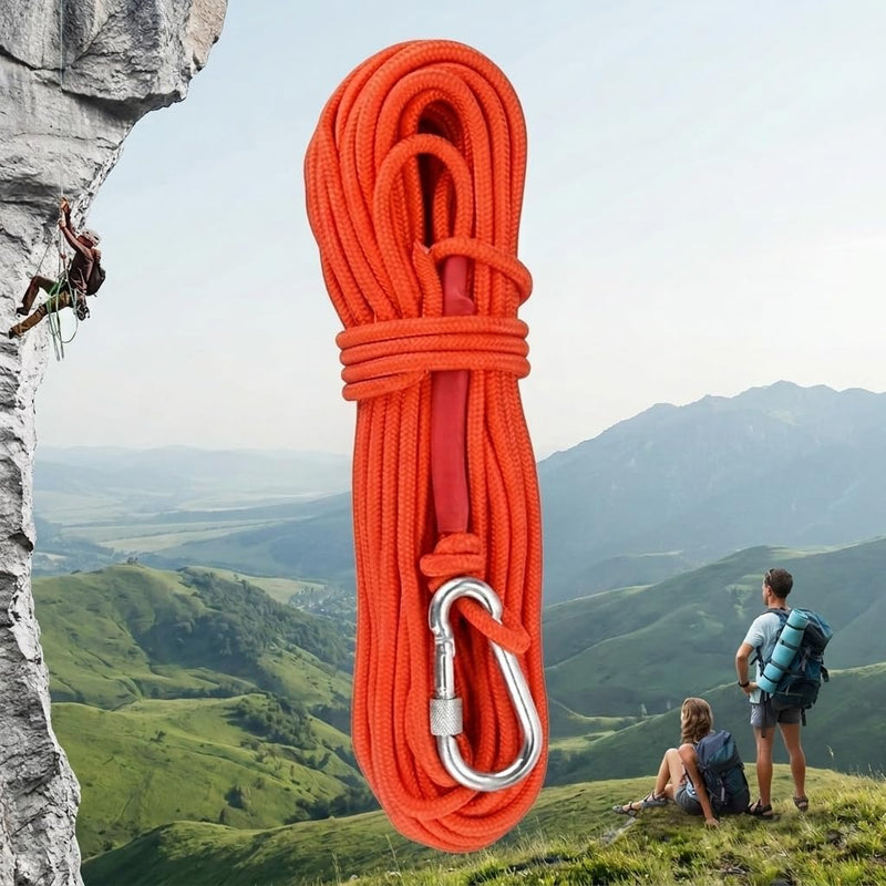 Load image into Gallery viewer, Outdoor touw 20 m x 6 mm – gevlochten polypropyleen met karabijnhaak voor camping en vissen - happygetfit.com
