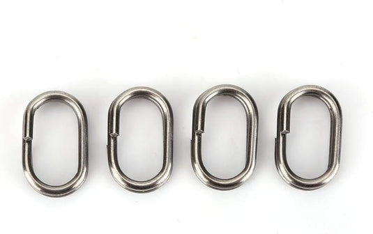 Ovale splitringen 100 stuks 9 x 15 mm van roestvrij staal voor kunstaas en vishaken – visringen – hengelsportmateriaal - happygetfit.com