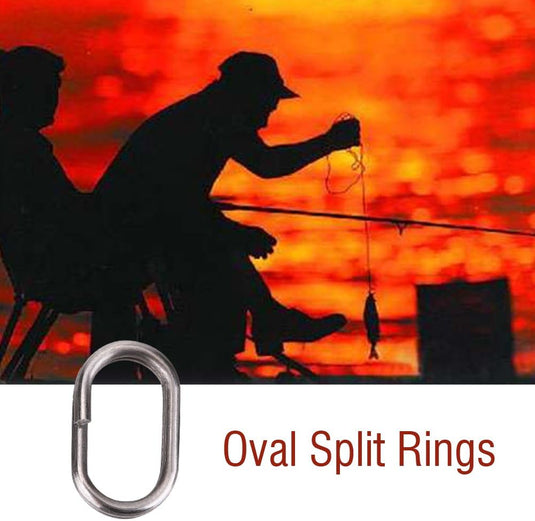 Ovale splitringen 100 stuks 9 x 15 mm van roestvrij staal voor kunstaas en vishaken – visringen – hengelsportmateriaal - happygetfit.com