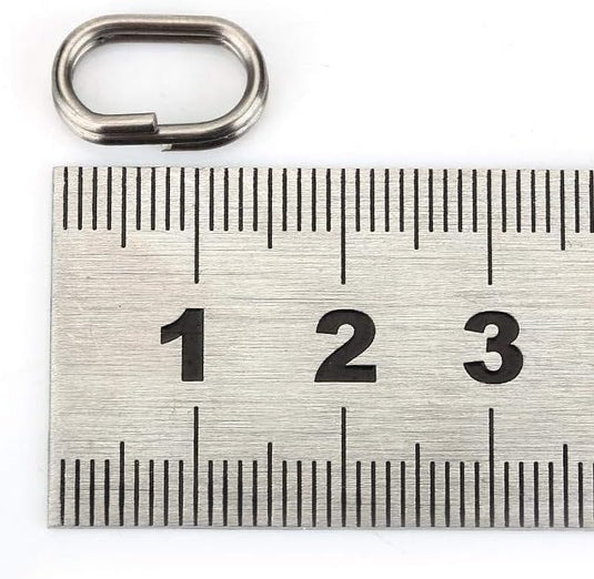 Ovale splitringen 100 stuks 9 x 15 mm van roestvrij staal voor kunstaas en vishaken – visringen – hengelsportmateriaal - happygetfit.com