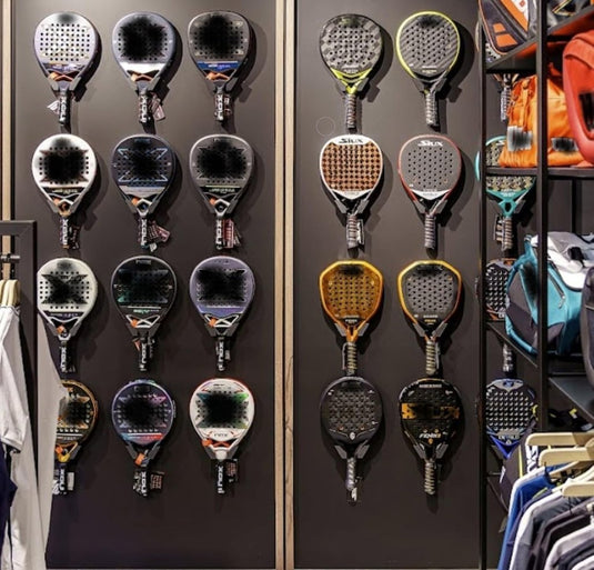 Padel racket wandhouder set van 2 zwart - happygetfit.com