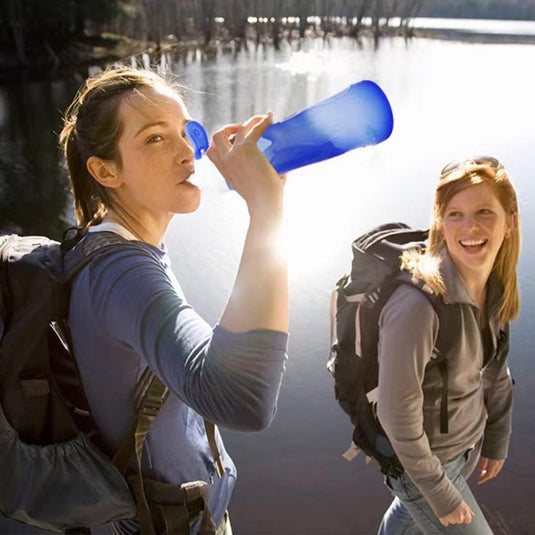 PAPU Lekvrije, ultralichte drinkfles van 500 ml, inklapbare waterflessen, BPA-vrij, fles voor sport, fietsen, fitness, outdooractiviteiten, sportfles (blauw) - happygetfit.com