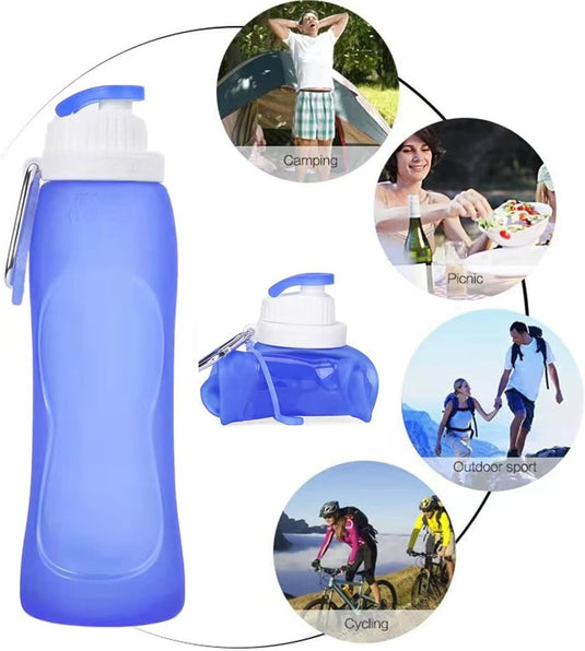 PAPU Lekvrije, ultralichte drinkfles van 500 ml, inklapbare waterflessen, BPA-vrij, fles voor sport, fietsen, fitness, outdooractiviteiten, sportfles (blauw) - happygetfit.com