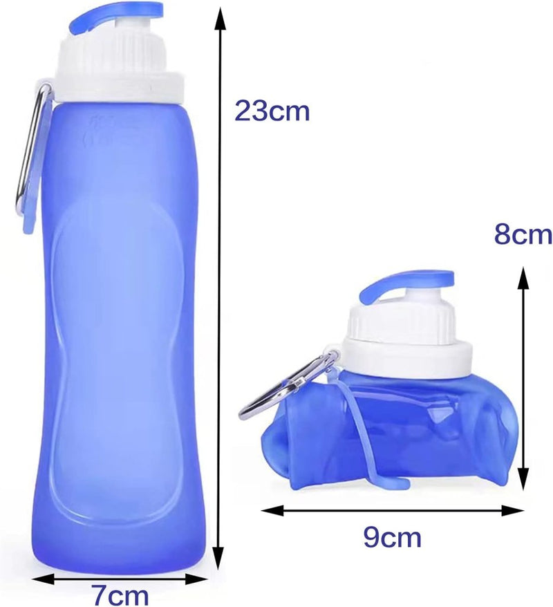 Load image into Gallery viewer, PAPU Lekvrije, ultralichte drinkfles van 500 ml, inklapbare waterflessen, BPA-vrij, fles voor sport, fietsen, fitness, outdooractiviteiten, sportfles (blauw) - happygetfit.com
