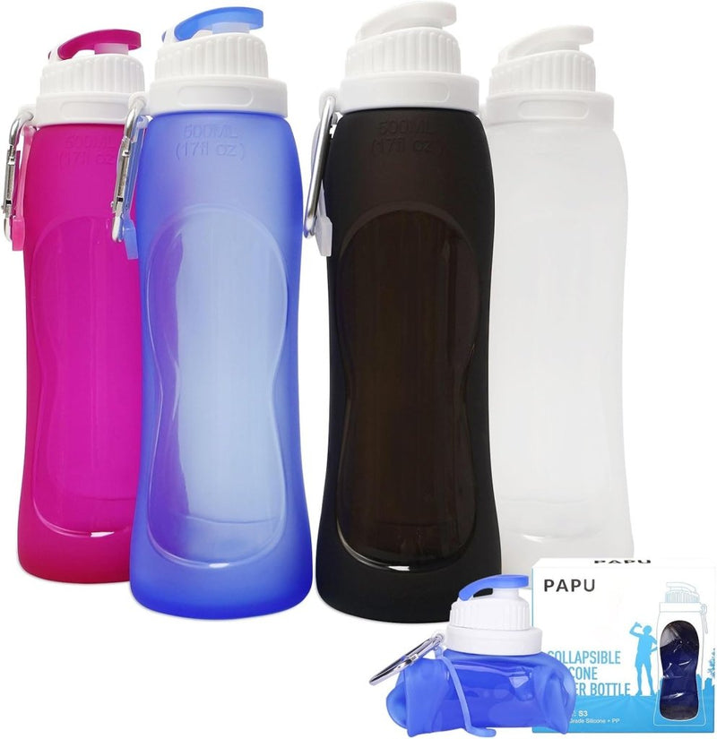 Load image into Gallery viewer, PAPU Lekvrije, ultralichte drinkfles van 500 ml, inklapbare waterflessen, BPA-vrij, fles voor sport, fietsen, fitness, outdooractiviteiten, sportfles (blauw) - happygetfit.com
