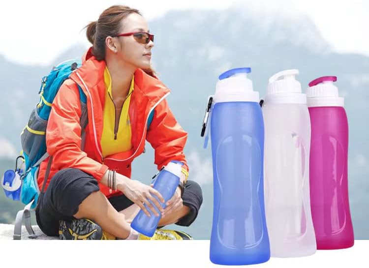 Load image into Gallery viewer, PAPU Lekvrije, ultralichte drinkfles van 500 ml, inklapbare waterflessen, BPA-vrij, fles voor sport, fietsen, fitness, outdooractiviteiten, sportfles (blauw) - happygetfit.com
