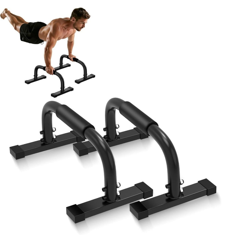 Załaduj obraz do przeglądarki galerii, Parallettes push-up bars van staal met antislip handgrepen tot 300 kg – calisthenics – opdruksteunen - happygetfit.com

