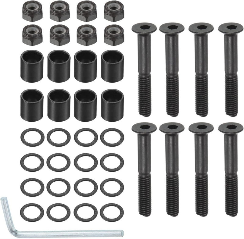 Load image into Gallery viewer, PATIKIL 1.38 Inch Skateboard Hardware Schroeven Bouten Kit, 8 Stks Skate Gereedschap Montage Hex Key Parts met Spacers Washers Moersleutel voor Skateboard Longboard Wiel Accessoires, Zwart - happygetfit.com
