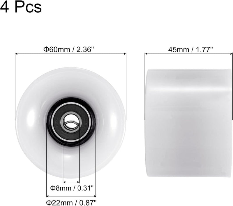 Load image into Gallery viewer, PATIKIL 60mm Longboard Wielen met Lagers ABEC-9, 4 Pack Straat Wielen voor Skateboards Cruiser Wiel Vervanging 80A, Wit Zwart - happygetfit.com
