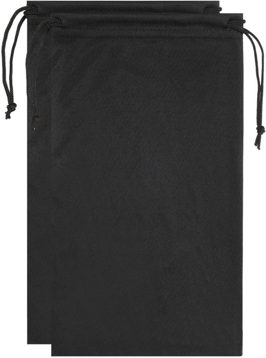 PATIKIL Brillentas, skimasker, tas, beschermende opbergtas van zachte microvezel, met trekkoord voor sneeuwbril, camera, Zwart, 24cm x 14cm/ 9.45-inch x 5.51-inch (L*W) - happygetfit.com