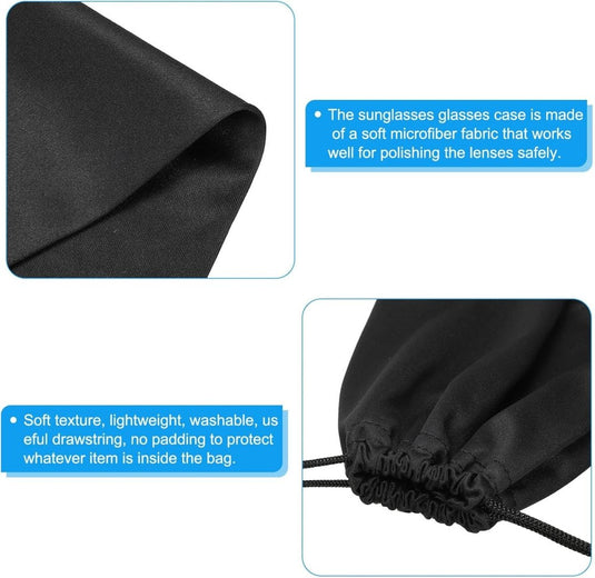 PATIKIL Brillentas, skimasker, tas, beschermende opbergtas van zachte microvezel, met trekkoord voor sneeuwbril, camera, Zwart, 24cm x 14cm/ 9.45-inch x 5.51-inch (L*W) - happygetfit.com