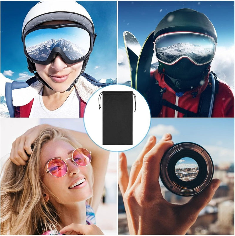Laad afbeelding in Galerijviewer, PATIKIL Brillentas, skimasker, tas, beschermende opbergtas van zachte microvezel, met trekkoord voor sneeuwbril, camera, Zwart, 24cm x 14cm/ 9.45-inch x 5.51-inch (L*W) - happygetfit.com
