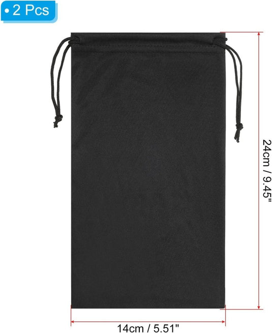 PATIKIL Brillentas, skimasker, tas, beschermende opbergtas van zachte microvezel, met trekkoord voor sneeuwbril, camera, Zwart, 24cm x 14cm/ 9.45-inch x 5.51-inch (L*W) - happygetfit.com