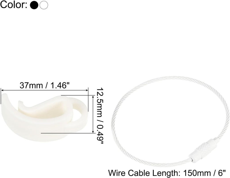 Load image into Gallery viewer, PATIKIL Flying Disc Clip met draadkabel, 2 stuks Sport Disk Hanger Haakhouder voor het Dragen Organiseren, Wit Zwart - happygetfit.com
