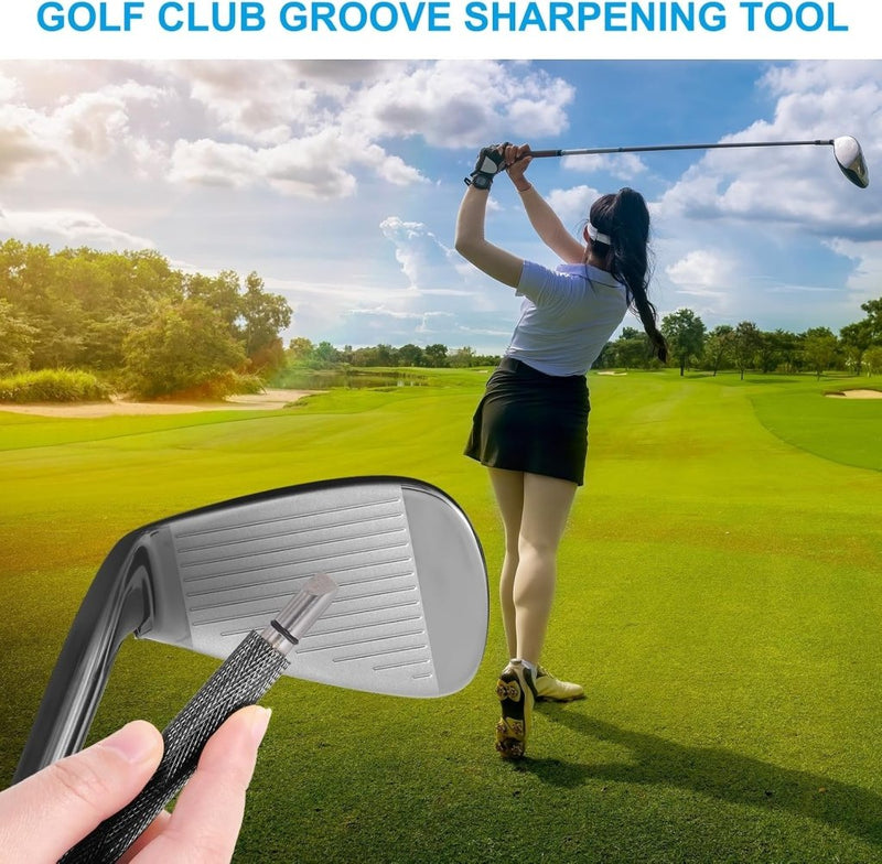 Laad afbeelding in Galerijviewer, PATIKIL Golfclub groefslijper, golfclubslijpers re-groefgereedschap en reiniger voor mannen U &amp; V-groeven wiggen ijzers genereren optimale rugspin, zwart - happygetfit.com
