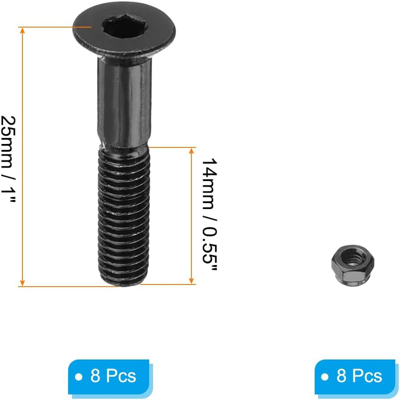 Load image into Gallery viewer, PATIKIL Skateboard Hardware Kit 1 inch, 8 stuks Carbon Steel Grade 8.8 Montage Schroeven Bouten Moeren Set voor Skateboard Cruiser, Zwart - happygetfit.com
