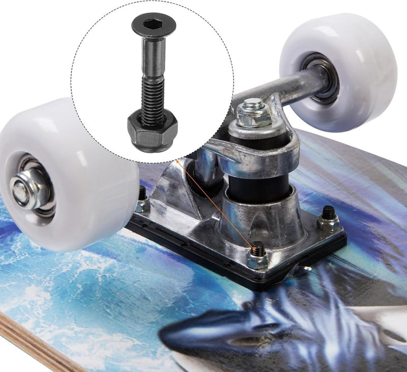 Load image into Gallery viewer, PATIKIL Skateboard Hardware Kit 1 inch, 8 stuks Carbon Steel Grade 8.8 Montage Schroeven Bouten Moeren Set voor Skateboard Cruiser, Zwart - happygetfit.com

