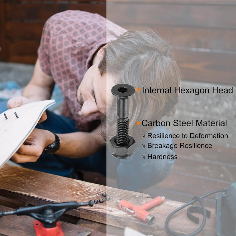 Load image into Gallery viewer, PATIKIL Skateboard Hardware Kit 1 inch, 8 stuks Carbon Steel Grade 8.8 Montage Schroeven Bouten Moeren Set voor Skateboard Cruiser, Zwart - happygetfit.com
