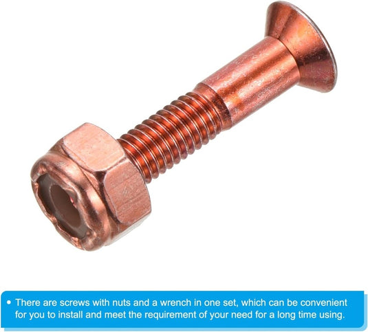 PATIKIL Skateboard Hardware Kit, 1 inch Bevestigingsschroeven Hex Head Bouten Moeren Set met Sleutel voor Longboard Cruiser, Verschillende Kleuren - happygetfit.com