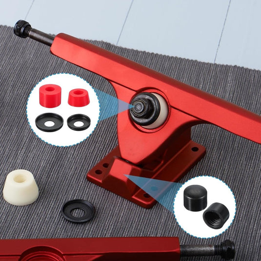 PATIKIL Skateboardbussen, 90A PU Longboard Truck Rebuild Kit Bussen Ringen Pivot Cups voor Outdoor Skateboard Onderdelen, Rood - happygetfit.com