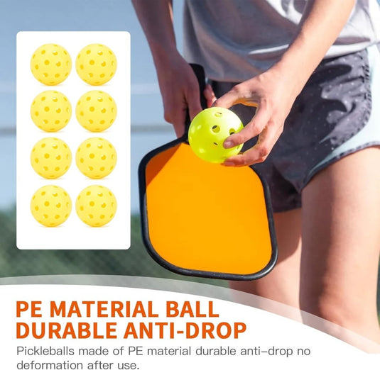 Pickleball ballen 8 stuks met 40 gaten en draagtas – pickleballs – trainingsballen - happygetfit.com