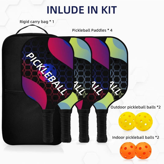 Pickleball set met 4 rackets en 4 ballen - happygetfit.com