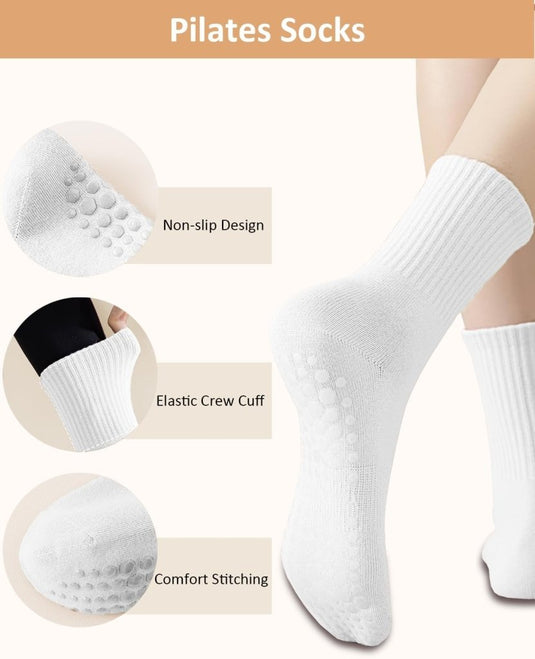 Pilates antislip sokken dames 4 paar met siliconen grip – yoga sokken – fitness sokken - happygetfit.com