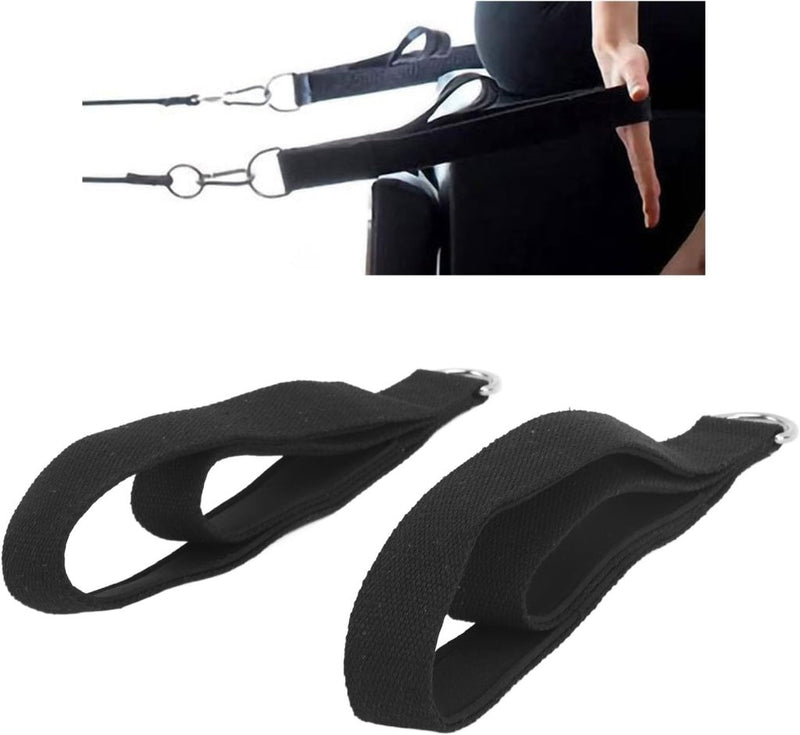 Laad afbeelding in Galerijviewer, Pilates dubbele lusbanden 2 stuks met D-ringen en zachte katoenen voering – reformer straps – pilatesaccessoires - happygetfit.com
