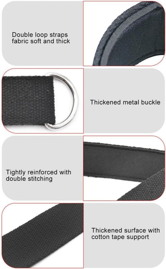 Pilates dubbele lusbanden 2 stuks met D-ringen en zachte katoenen voering – reformer straps – pilatesaccessoires - happygetfit.com