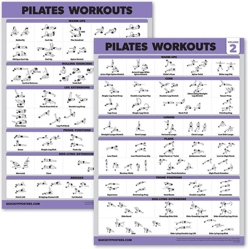 Laad afbeelding in Galerijviewer, Pilates workout posters set van 2 gelamineerd - happygetfit.com
