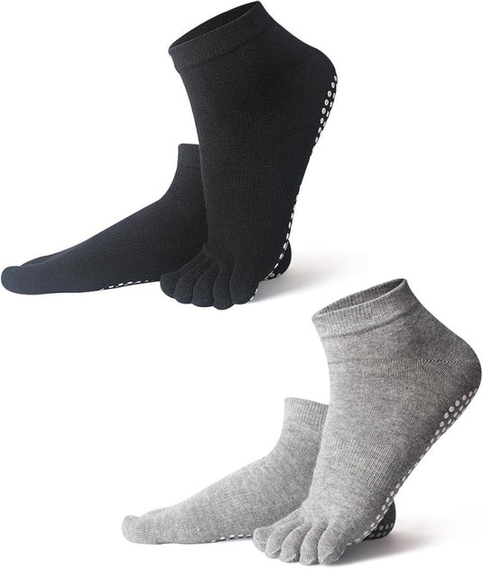 Pilatessokken met tenen set van 2 paar antislip 41-43 - happygetfit.com