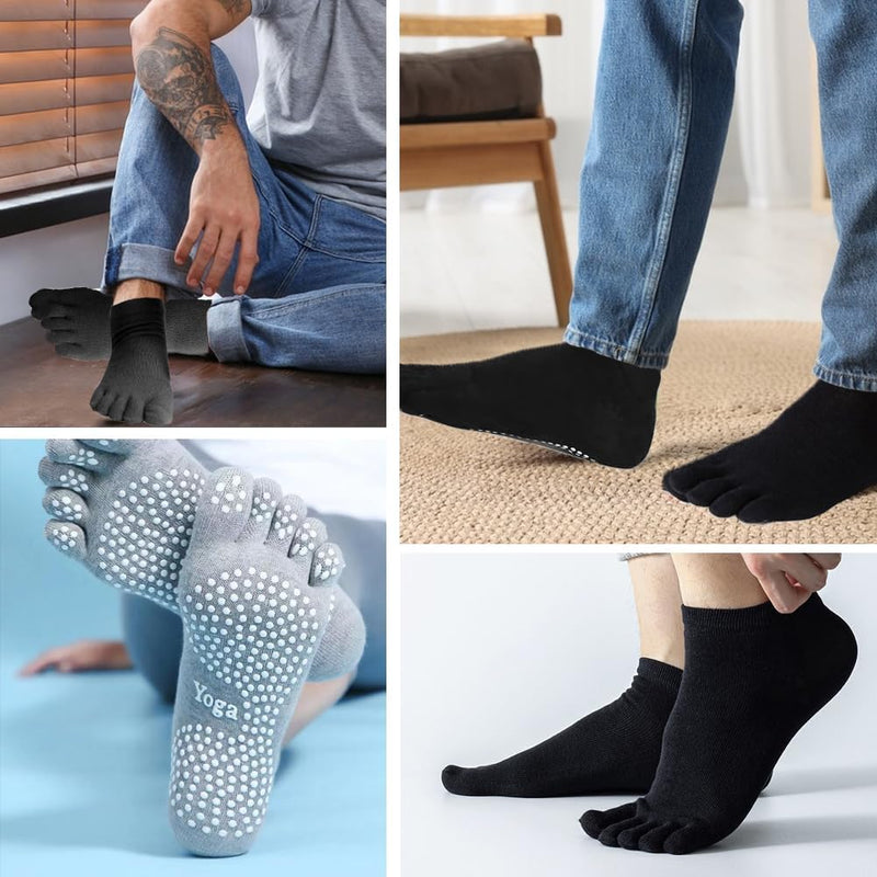 Laad afbeelding in Galerijviewer, Pilatessokken met tenen set van 2 paar antislip 41-43 - happygetfit.com

