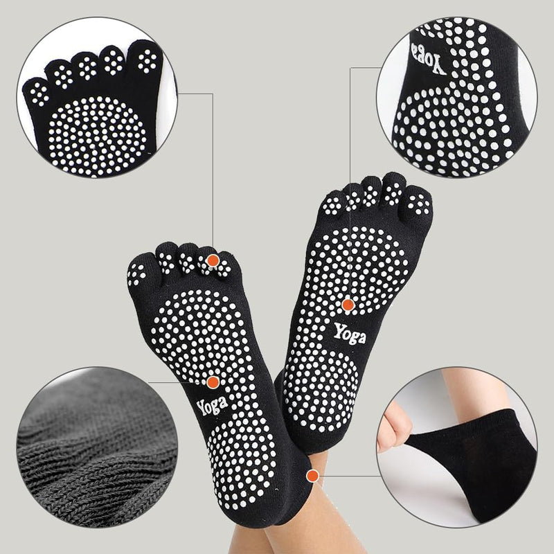 Laad afbeelding in Galerijviewer, Pilatessokken met tenen set van 2 paar antislip 41-43 - happygetfit.com
