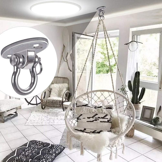 Plafond ophangbeugel van roestvrij staal met gesloten U-ring voor schommels en hangmatten – plafondhaak – bokszakbevestiging - happygetfit.com
