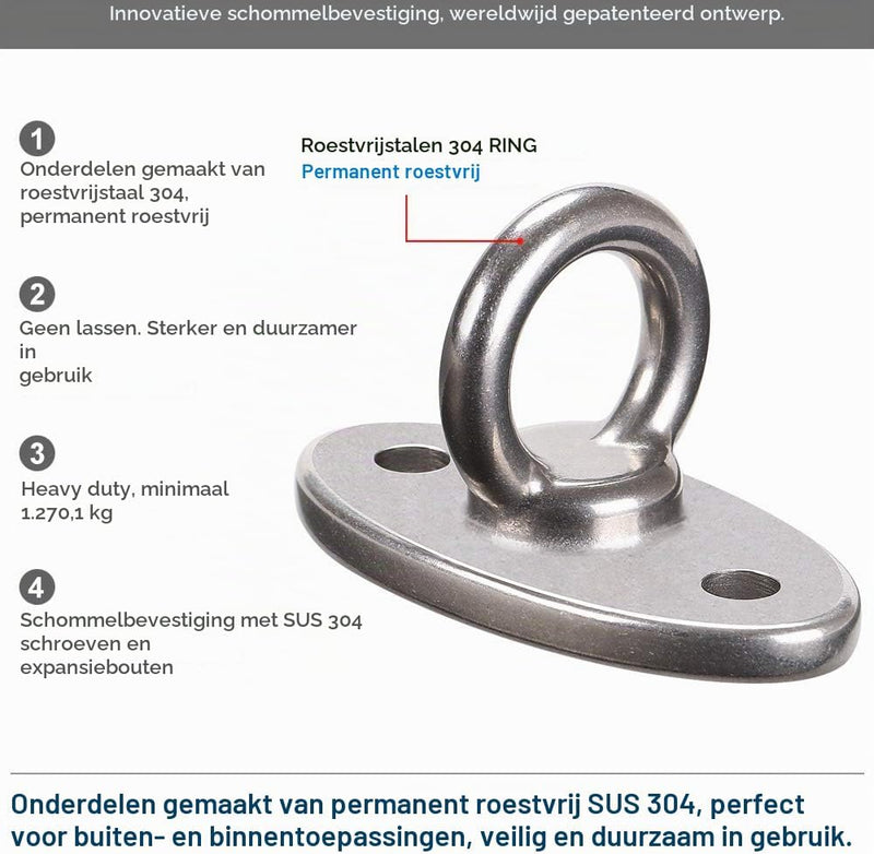 Chargez l'image dans la visionneuse de la galerie, Plafond ophangbeugel van roestvrij staal met gesloten U-ring voor schommels en hangmatten – plafondhaak – bokszakbevestiging - happygetfit.com
