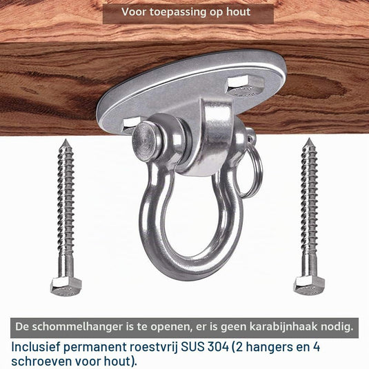 Plafond ophangbeugel van roestvrij staal met gesloten U-ring voor schommels en hangmatten – plafondhaak – bokszakbevestiging - happygetfit.com