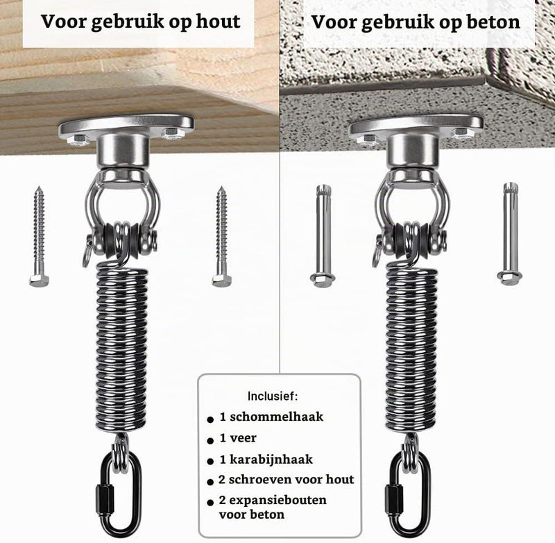 Chargez l'image dans la visionneuse de la galerie, Plafond ophangbeugel van roestvrij staal met gesloten U-ring voor schommels en hangmatten – plafondhaak – bokszakbevestiging - happygetfit.com
