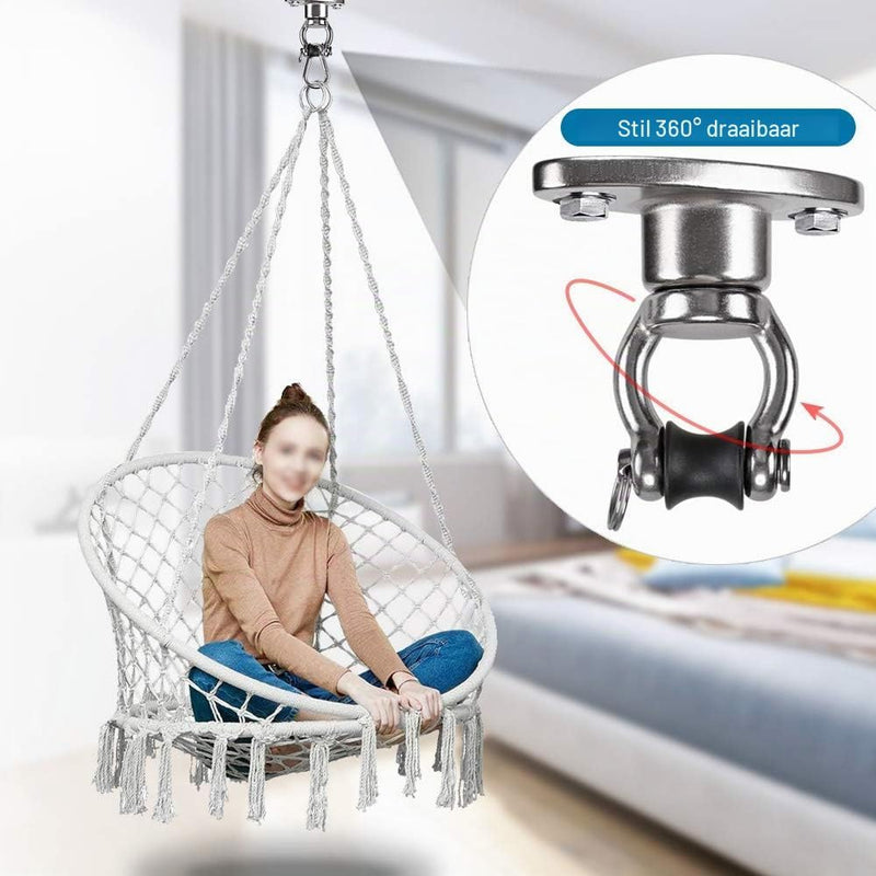 Chargez l'image dans la visionneuse de la galerie, Plafond ophangbeugel van roestvrij staal met gesloten U-ring voor schommels en hangmatten – plafondhaak – bokszakbevestiging - happygetfit.com
