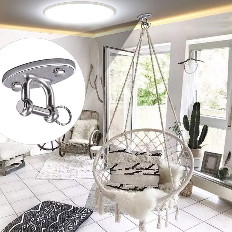Chargez l'image dans la visionneuse de la galerie, Plafond ophangbeugel van roestvrij staal met gesloten U-ring voor schommels en hangmatten – plafondhaak – bokszakbevestiging - happygetfit.com
