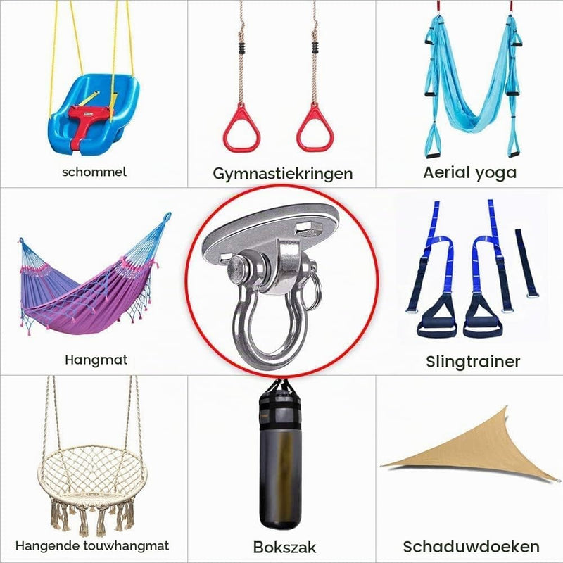 Chargez l'image dans la visionneuse de la galerie, Plafond ophangbeugel van roestvrij staal met gesloten U-ring voor schommels en hangmatten – plafondhaak – bokszakbevestiging - happygetfit.com
