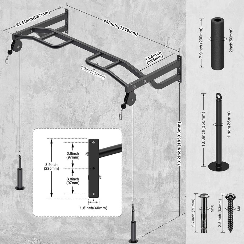 Laad afbeelding in Galerijviewer, Plafondgemonteerde optrekstang met katrolsysteem en meerdere gripposities – pull-up bar – kabeltrainer - happygetfit.com
