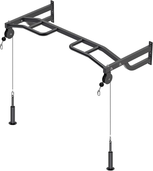 Plafondgemonteerde optrekstang met katrolsysteem en meerdere gripposities – pull-up bar – kabeltrainer - happygetfit.com