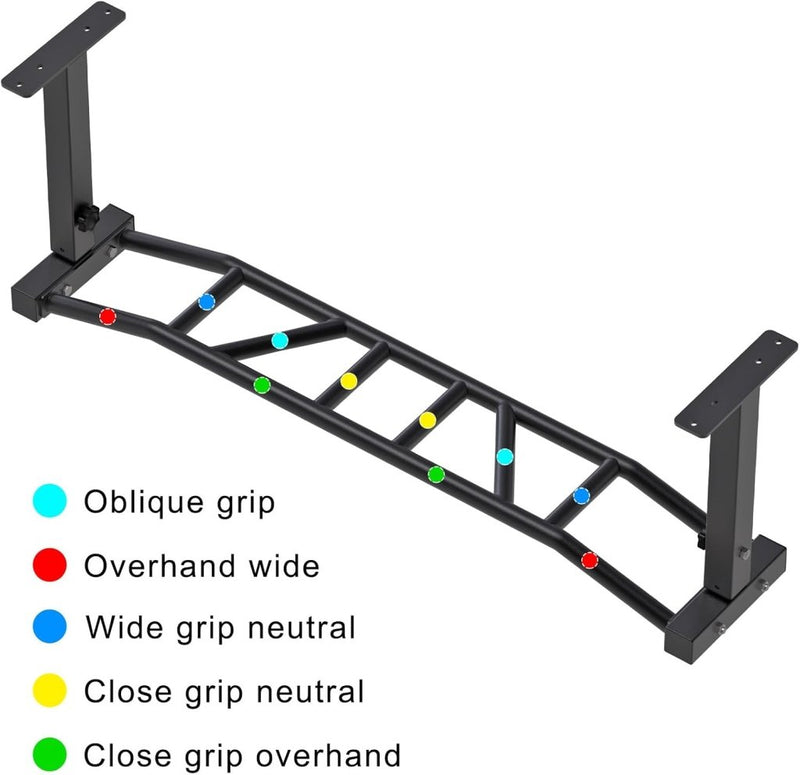 Laad afbeelding in Galerijviewer, Plafondgemonteerde optrekstang met katrolsysteem en meerdere gripposities – pull-up bar – kabeltrainer - happygetfit.com
