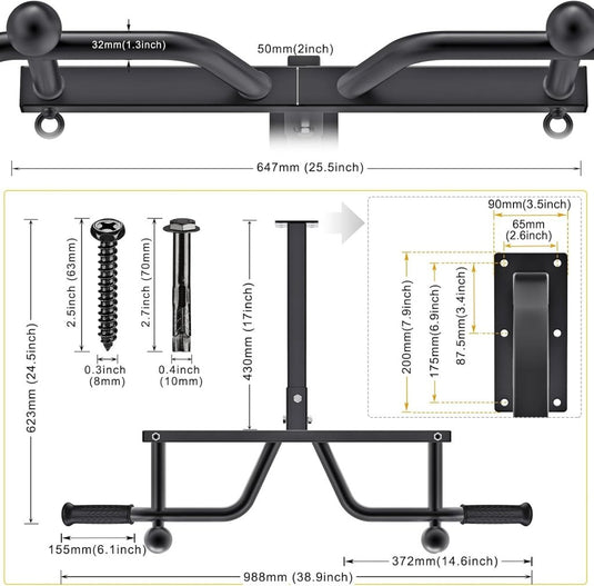 Plafondgemonteerde optrekstang met katrolsysteem en meerdere gripposities – pull-up bar – kabeltrainer - happygetfit.com