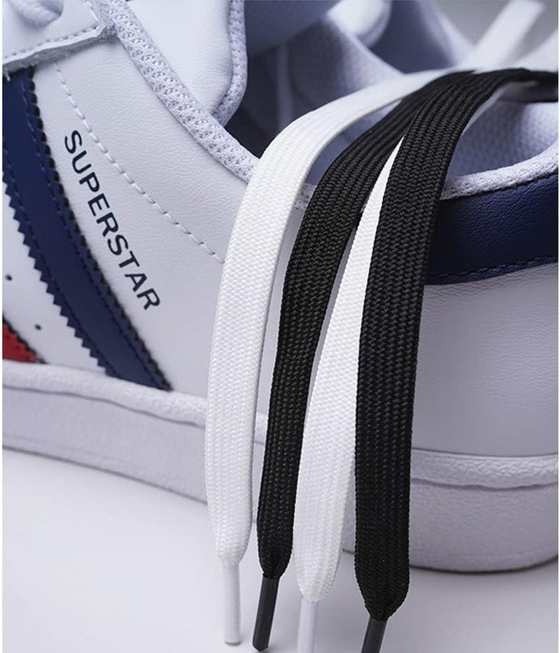 Laad afbeelding in Galerijviewer, Platte schoenveters 8 mm breed van slijtvast polyester voor sneakers sportschoenen en hardloopschoenen – vervangveters – sportveters - happygetfit.com
