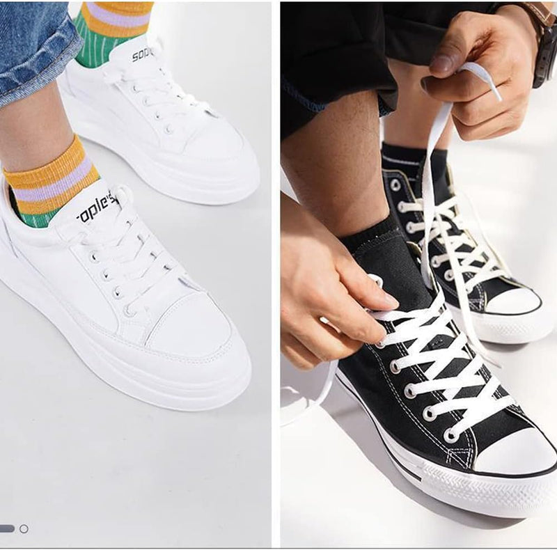 Laad afbeelding in Galerijviewer, Platte schoenveters 8 mm breed van slijtvast polyester voor sneakers sportschoenen en hardloopschoenen – vervangveters – sportveters - happygetfit.com
