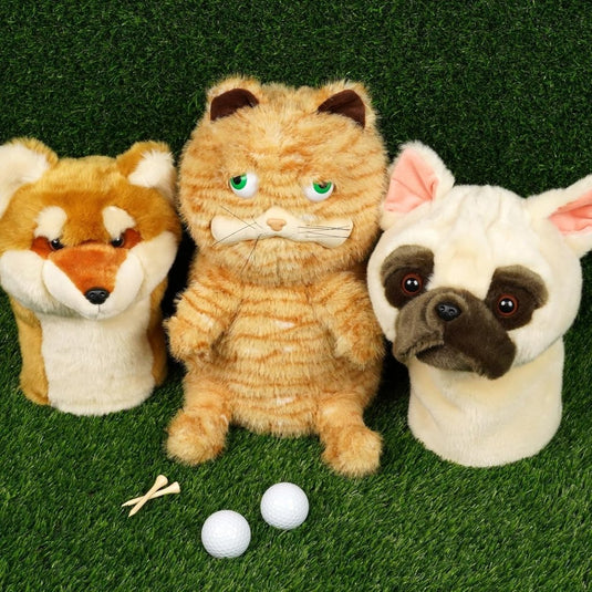 Pluche golfclub beschermhoes met grappig kattenontwerp voor drivers tot 460cc – katten headcover – golfcadeau - happygetfit.com