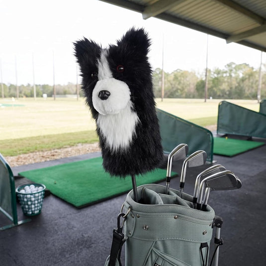 Pluche golfclubhoes met border collie hondenontwerp voor drivers tot 460cc – hondenheadcover – golfcadeau - happygetfit.com
