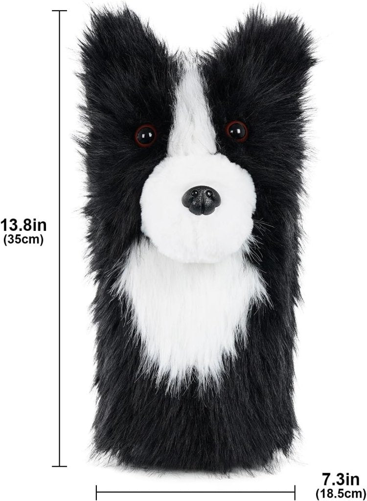 Laden Sie das Bild in Galerie -Viewer, Pluche golfclubhoes met border collie hondenontwerp voor drivers tot 460cc – hondenheadcover – golfcadeau - happygetfit.com
